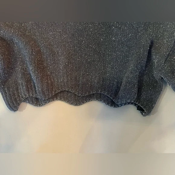 Zara Grey Silver  Crop Sparkle Sweater - Picture 4 of 11